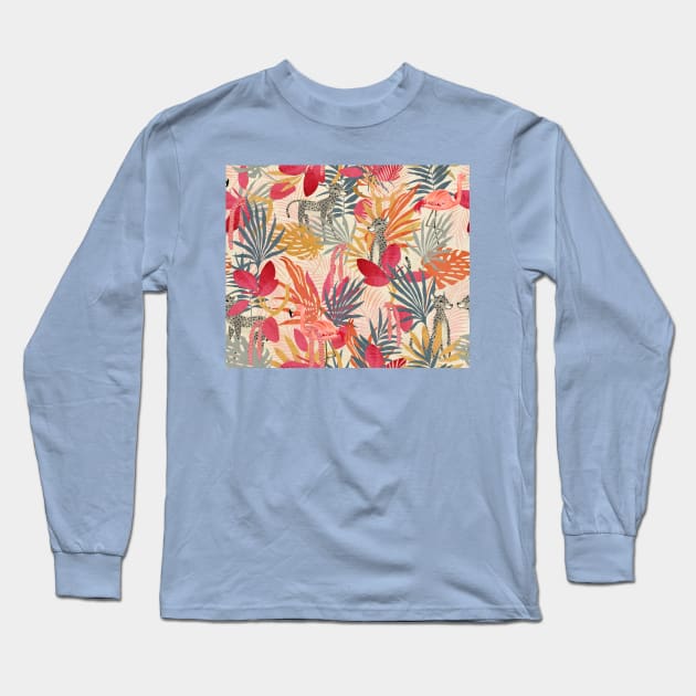 Tropical Jungle (pink) Long Sleeve T-Shirt by katherinequinnillustration